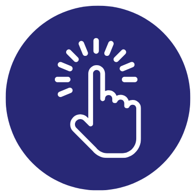 one-click icon of outline of hand pointing