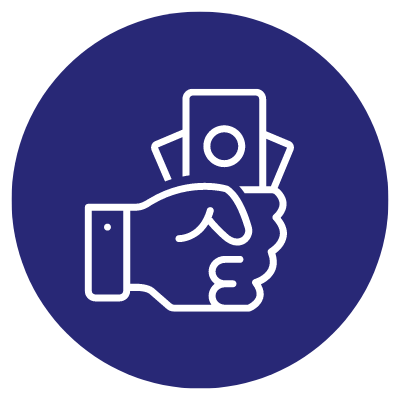 Profit icon of hand holding money
